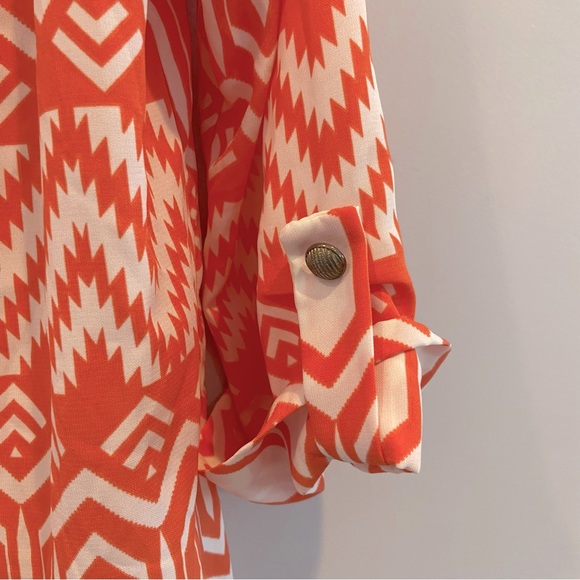 ANTHROPOLOGIE | EVERLY Printed Tunic Top Coral Large - Picture 4 of 6